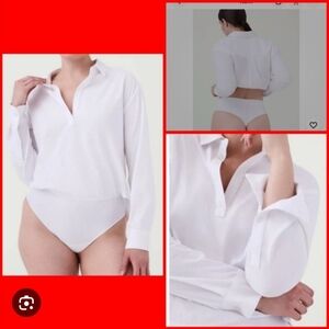 SPANX The Collard Long Sleeve Blouse Body Suit